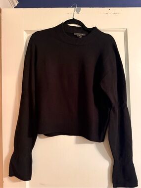 French Connection Black Ribbed Crewneck Sweater